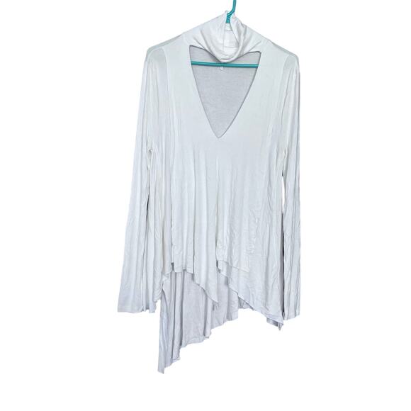 Free People Uptown Turtle Neck Shirt Size XS White Cream Flowy Choker Neck - Picture 2 of 11